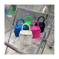 Yeni moda küçük kutu omuz çantaları kadınlar için çizgili PU deri çanta askılı çanta bayanlar Mini floresan renk telefonu Tote