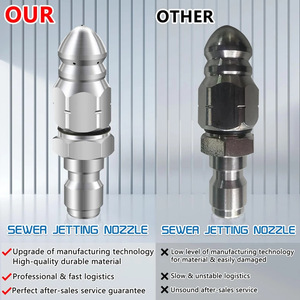 Cabezal de pulverización de liberación rápida de acero inoxidable de 1/4 para limpieza de tuberías de drenaje - Product Image 4