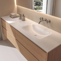 Vente directe usine : Ensemble meuble-lavabo mural simple avec tiroirs et grand rangement pour salle de bain
