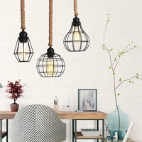 Lampe suspendue en corde industrielle vintage, lampe suspendue en fer artisanal rétro pour la décoration de bar, restaurant, café