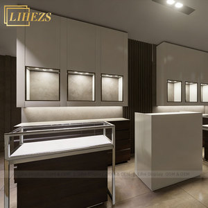 Vitrine murale <span class=keywords><strong>de</strong></span> luxe noire pour bijoux, présentoir à montres, design <span class=keywords><strong>de</strong></span> comptoir pour bijouterie, images <span class=keywords><strong>de</strong></span> solutions d'aménagement intérieur professionnel - Product Image 5