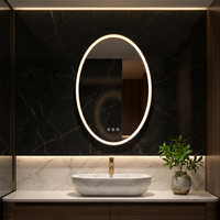 Espejo de Baño Vertical Ovalado con Marco Dorado, Retroiluminación LED, Antivaho, Táctil, de Pared, Espejo de Vanidad Moderno y Lujoso para Decoración de Baños