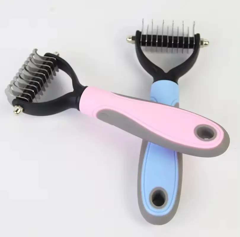 Pets Fur Knot Cutter Dog Grooming Shedding Tools Pet Cat Hair Removal Comb Brush Double Sided 2 in 1 Pet Comb