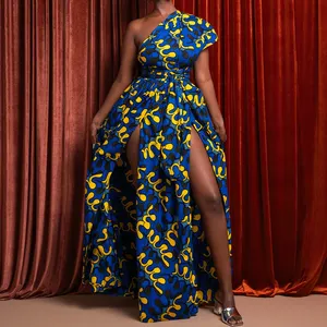 แอฟริกันพิมพ์ Maxi ชุดอินฟินิตี้หลายสไตล์ผ้าขี้ผึ้งชุดยาวผู้หญิงเซ็กซี่ Boho แอฟริกันชุด