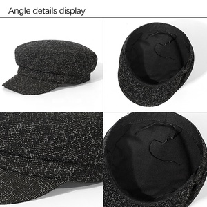 Boina bordada con logotipo personalizado, gorra de hiedra, corona plana, gorras de cadete, gorra de vendedor de periódicos octogonal clásica de estilo inglés para mujer de invierno - Product Image 2