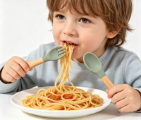 Ensemble de cuillères et fourchettes d'alimentation pour bébé en bois de hêtre et silicone, personnalisable en gros, avec manche en bois, pour nouveau-né