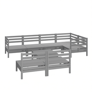 Ensemble de salon de jardin modulaire en pin massif gris, 10 places, mobilier d'extérieur, design contemporain - Product Image 1