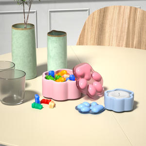 Boîte de rangement de patte de chat surélevée givrée ensemble de moules en silicone de pot de fleur <span class=keywords><strong>fait</strong></span> <span class=keywords><strong>maison</strong></span> pour le stockage cuisson fabrication <span class=keywords><strong>cendrier</strong></span> de savon - Product Image 1