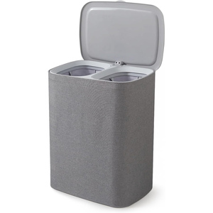 Wholesale Customized Size Polyester Reusable Foldable Laundry <b>Hamper</b> Bucket with Two Dividers Eco-friendly Storage Basket - Product Image 1