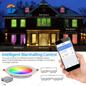 Âm nhạc đồng bộ Tương thích với Alexa Google trợ lý <span class=keywords><strong>LED</strong></span> lõm màu xanh răng thông minh ánh sáng thông minh <span class=keywords><strong>Dimmable</strong></span> Trần RGB <span class=keywords><strong>Downlight</strong></span> - Product Image 5