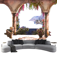 Peintures murales personnalisées en 3D, vue sur une petite ville européenne, papier peint floral, fond de salon, chambre à coucher, vinyle