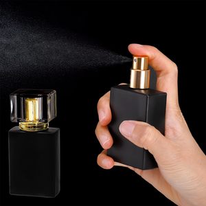 Flacons de parfum vides en verre noir carré à col vissé, rechargeables, 30 ml, 50 ml, 100 ml - Product Image 4