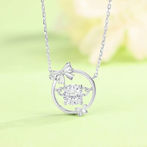 Venta Directa de Fábrica, Collar con Colgante de Plata de Ley 925, Sin Deslustre, con Circonita Cúbica Redonda 3A, para Mujer - Product Image 2