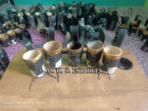 Coupes en corne de bœuf de qualité supérieure, gravées et finies au feu, coupes à vin viking, verres à boire aux prix les plus bas - Product Image 2