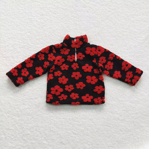 Abrigos Casuales Personalizados para Bebés y Niñas, con Estampado Floral, Forro Polar, Manga Larga, Media Cremallera y Cuello Alto - Product Image 3