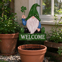 Piquet de jardin en fer peint à la main, motif Gnome de bienvenue pour la Saint-Patrick, décoration saisonnière pour la maison et les fêtes