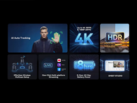 Canlı Yayın EMEET PIXY Kablosuz 4K Alüminyum Alaşımlı Akıllı Sensörlü Çift Lensli Hareket Kontrolü HDR Yapay Zeka Takipli PTZ Akış Kamerası