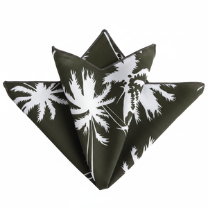 ผ้าพันคอสีเขียวทหารพร้อมต้นปาล์มสีขาวชุดสูทของผู้ชาย - Product Image 2