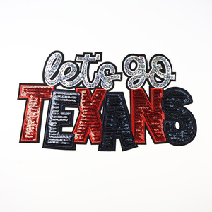 Custom High Quality Wholesale Big Size Lets Go Letters Patches Iron on Embroidery Sequin Patches for Clothing - Product Image 4