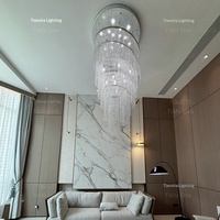 Lustre en cristal duplex de luxe personnalisé ST583, source de lumière LED, design moderne et simple pour villa, salon ouvert