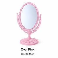 Miroir de maquillage de table en plastique rétro de style européen, double face en forme de cœur, style Instagram, pour usage domestique, vente en gros