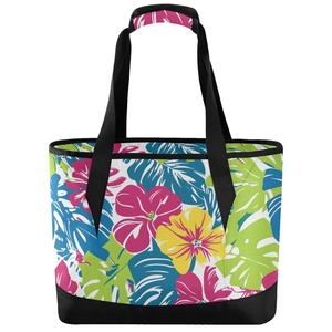 Sac isotherme imperméable personnalisé à fleurs tropicales hawaïennes, best-seller, pour le camping, les voyages, la plage, les courses, pour femmes - Product Image 1