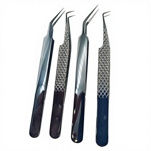 Pinzas de Acero Inoxidable Antimagnéticas para Extensión de Pestañas, de Alta Calidad Profesional, Color Negro Plasma, Probadas a Mano - Product Image 1