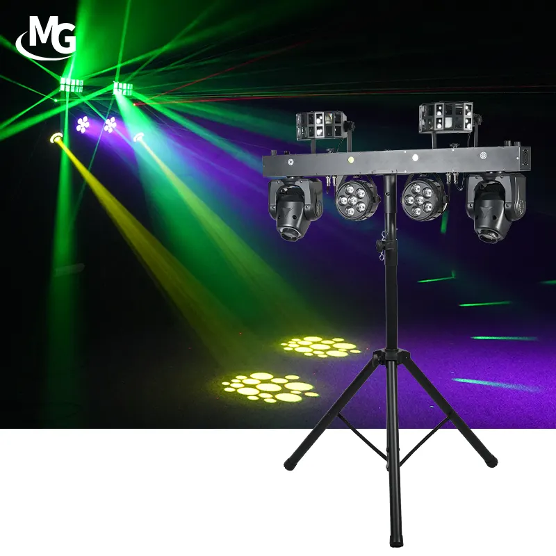 Professionele Podiumlicht Fabrieksprijs 4 Stuks 12X1W Rgbwa 5in1 Led Moving Head Par Effect Laserlicht Met Standaard