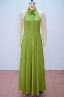 NOUVEAU STOCK Robe unie pour femme, coupe ajustée, maxi, boutonnée, sans manches, décontractée, style chemise, tailles S-XXL