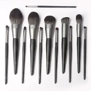 Venda quente Qualidade Premium 12 Cabelo Real Prata Logotipo De Madeira Private Label Personalizado Nova Ferramenta De Luxo Make Up Brush Set