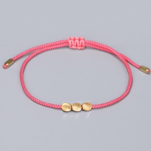 Bracelet tibétain fait main avec 3 perles irrégulières en laiton et cuivre, cordon rouge porte-bonheur <span class=keywords><strong>Feng</strong></span> <span class=keywords><strong>Shui</strong></span> chinois, chaîne réglable - Product Image 6