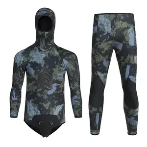 Custom Thickness Neoprene 2 Piece Camo Free Diving Long Sleeve Full Body Diving Wetsuit 7MM Spearfishing