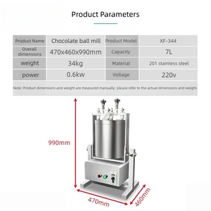 Mélangeur électrique de chocolat à meules en pierre avec cuve de tempérage, raffineur de fèves de cacao 20 kg - Product Image 4