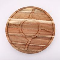 Plateau à gâteau populaire en vente chaude, plateau roulant en acacia, assiette à nourriture, vaisselle en bois, plateau de service