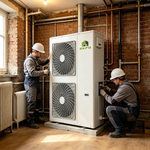Bomba de <span class=keywords><strong>Calor</strong></span> de <span class=keywords><strong>Aire</strong></span> a Agua CE -35C R32 EVI DC <span class=keywords><strong>Inverter</strong></span> 16kW 19kW 21kW 25kW para Calefacción en Invierno Extremo Rusia Europa Proyecto Monobloque para el Hogar - Product Image 1