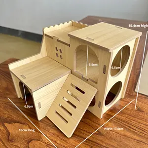 Grande maison en bois pour hamsters dorés, perroquets, cochons d'Inde, cage et cachette pour animaux de compagnie, nid de sommeil modèle A10, fournitures complètes pour animaux de compagnie - Product Image 3