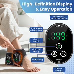 Alat Pijat Kaki Getar Elektrik Tanpa Kabel dengan Pelindung Pergelangan Kaki, Kontrol Waktu, Kompres Hangat untuk Pereda Nyeri dan Rehabilitasi - Product Image 6