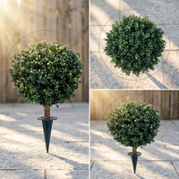 Boule de mousse artificielle réaliste pour jardin, sphère végétale verte en plastique avec base en fer pour aménagement paysager extérieur