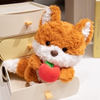 Schattig krullend pluizig vos-eekhoorn knuffeldier met fruit, zacht knuffeldier vos-eekhoorn pop voor kinderen verjaardagscadeau