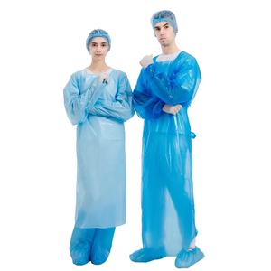 Haixin baju kesehatan sekali pakai pria wanita, gaun operasi CPE lubang jempol tahan air untuk klinik rumah sakit - Product Image 2