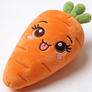 Customized Ultra soft short velour farm veggie cushion plush, Round pale <b>pink</b> blush cheeks and playful tongue-out smile - Product Image 2