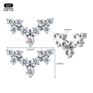 G23 <b>Titanium</b> Butterfly <b>Stud</b> Earrings 9.6mm Zircon Prong Setting For Ear Cartilage Piercing Jewelry - Product Image 1