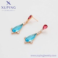 XUPING 18K Pendientes Largos de Diseño en Forma de Lágrima, Pendientes Glamurosos para Banquetes, Bodas, Fiestas Nocturnas