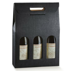 Custom Made Eco-Friendly Corrugated Cardboard <b>Red</b> Wine <b>Gift</b> <b>Box</b> with Handle Portable Packaging Featuring Embossing - Product Image 2