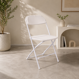 White Folding <b>Garden</b> <b>Chair</b> Plastic Frame Minimalist Design Outdoor Furniture <b>Stackable</b> Portable Lightweight - Product Image 1