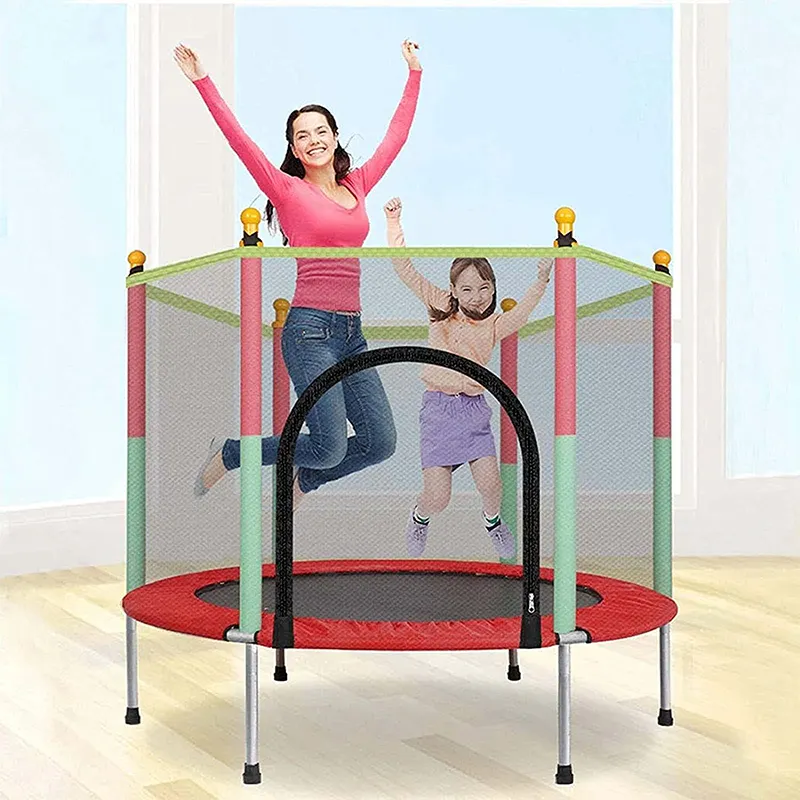 Sıcak satış eğlence egzersiz Fitness atlama kapalı yuvarlak Mini açık yetişkinler çocuklar trambolin güvenlik ağı