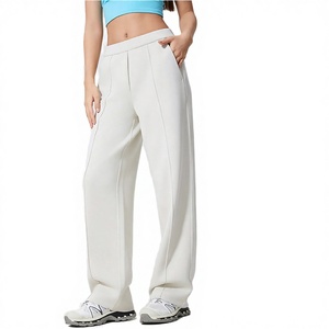 Pantalones deportivos casuales de mujer OEM O&M, los más vendidos, de corte recto, con cremallera, lisos, teñidos, transpirables y a la moda. - Product Image 3