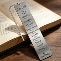 Marque-page en acier inoxydable gravé au laser avec logo personnalisé, verset biblique et breloque croix – Cadeau religieux chrétien inspirant