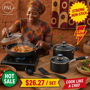 Juego de Utensilios de Cocina de 5 Piezas de Acero Inoxidable Negro Antiadherente, con Borde Plateado, Asas de Silicona y Tapas de Vidrio, <span class=keywords><strong>para</strong></span> Cocina Casera - Product Image 4