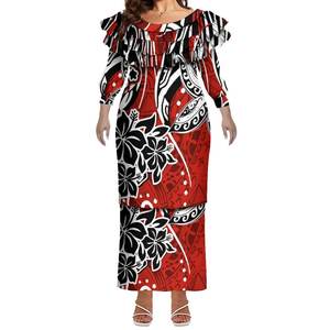 سعر الجملة مخصص مقاس كبير جديد فستان بأكمام طويلة من نيوزيلندا فستان بولتاسي من الساموا فستان نسائي مطبوع من البولينيزية فستان من قطعتين - Product Image 2